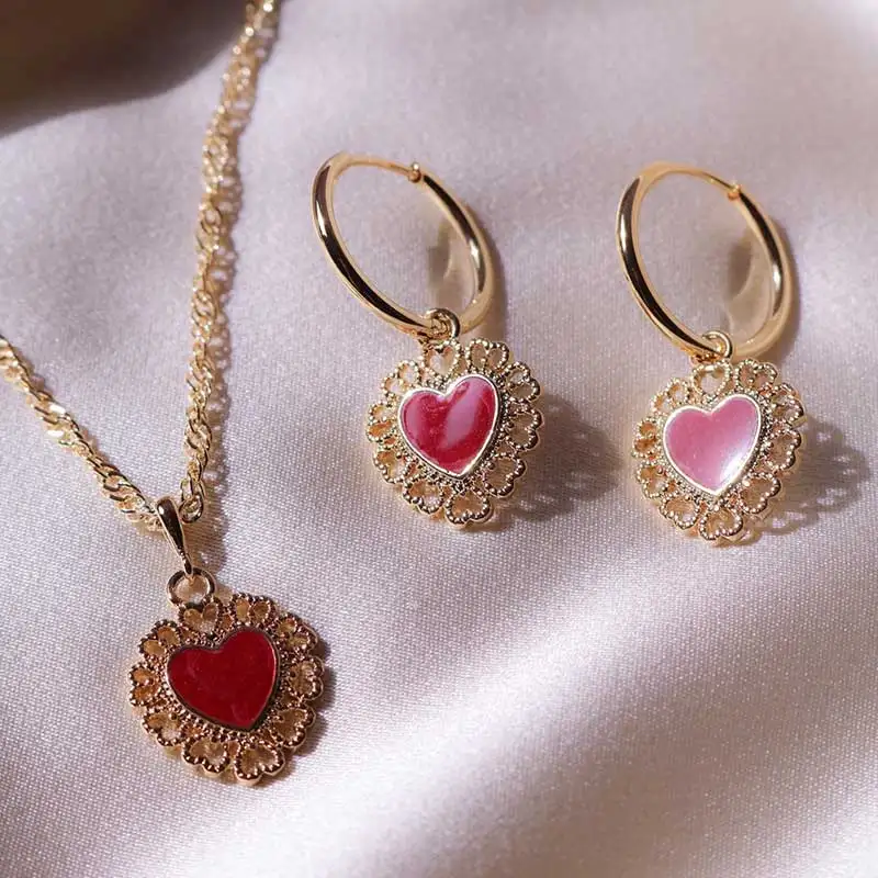 Серьги клипсы с красной эмалью и сердечком серьги бабочки обручи для женщин