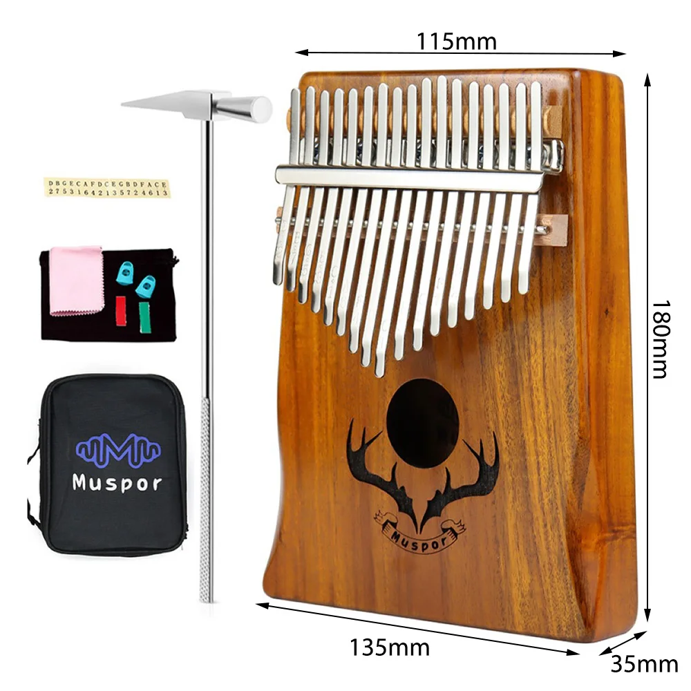 

Muspor Kalimba 17 Keys Acacia(KOA) Thumb Piano Mbira and Performance Protection Bag , Professional models