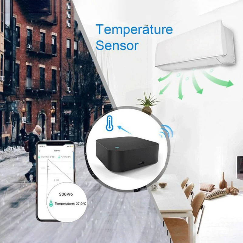 

Smart Wireless WiFi-IR Remote Controller Temperature And Humidity Monitoring Scene Linkage Work With Alexa Google Home Tuya