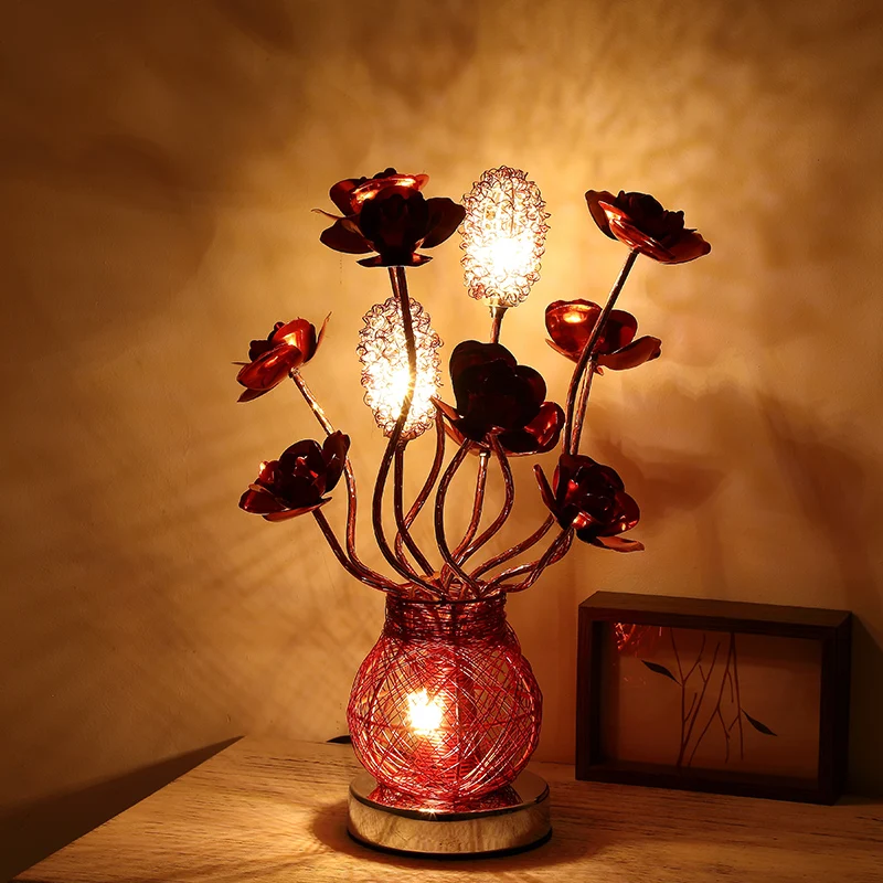 Creative bedroom bedside net red table lamp warm wedding birthday gift romantic bride dowry Changming
