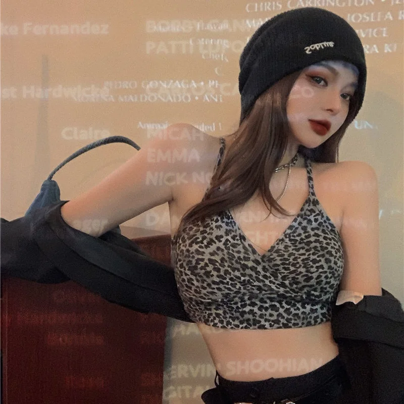 

Hong Kong Style Design Spring Two - Piece Suit Korean Style Student Short Suit Coat + Leopard Print Sling Women 's High Street