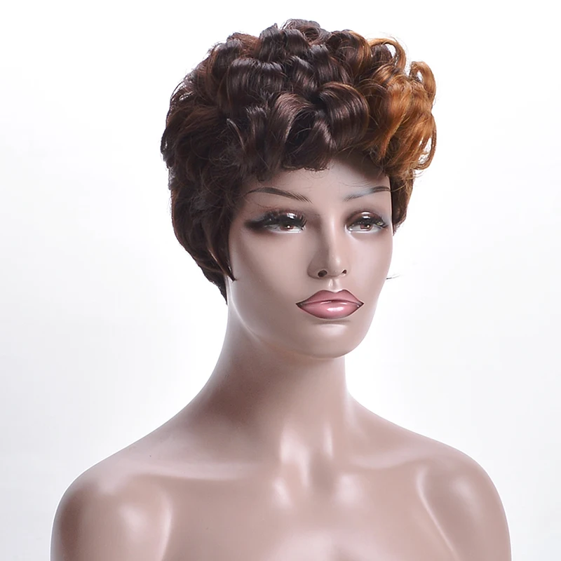 MSIWIGS женские афро короткие передние кудрявые Омбре Светлые Коричневые черные