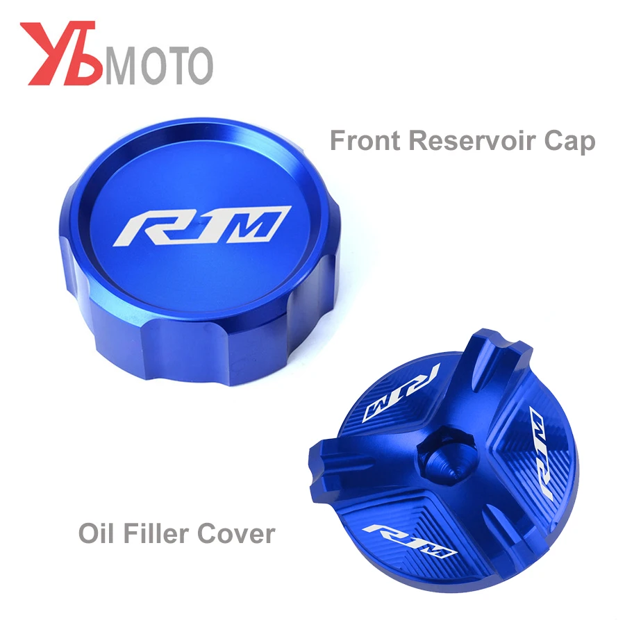 

LOGO R1M Motorcycle Aluminum Accessories Oil Filler Cover Cap Front Reservoir cover For YAMAHA R1M R1 M 2015-2021
