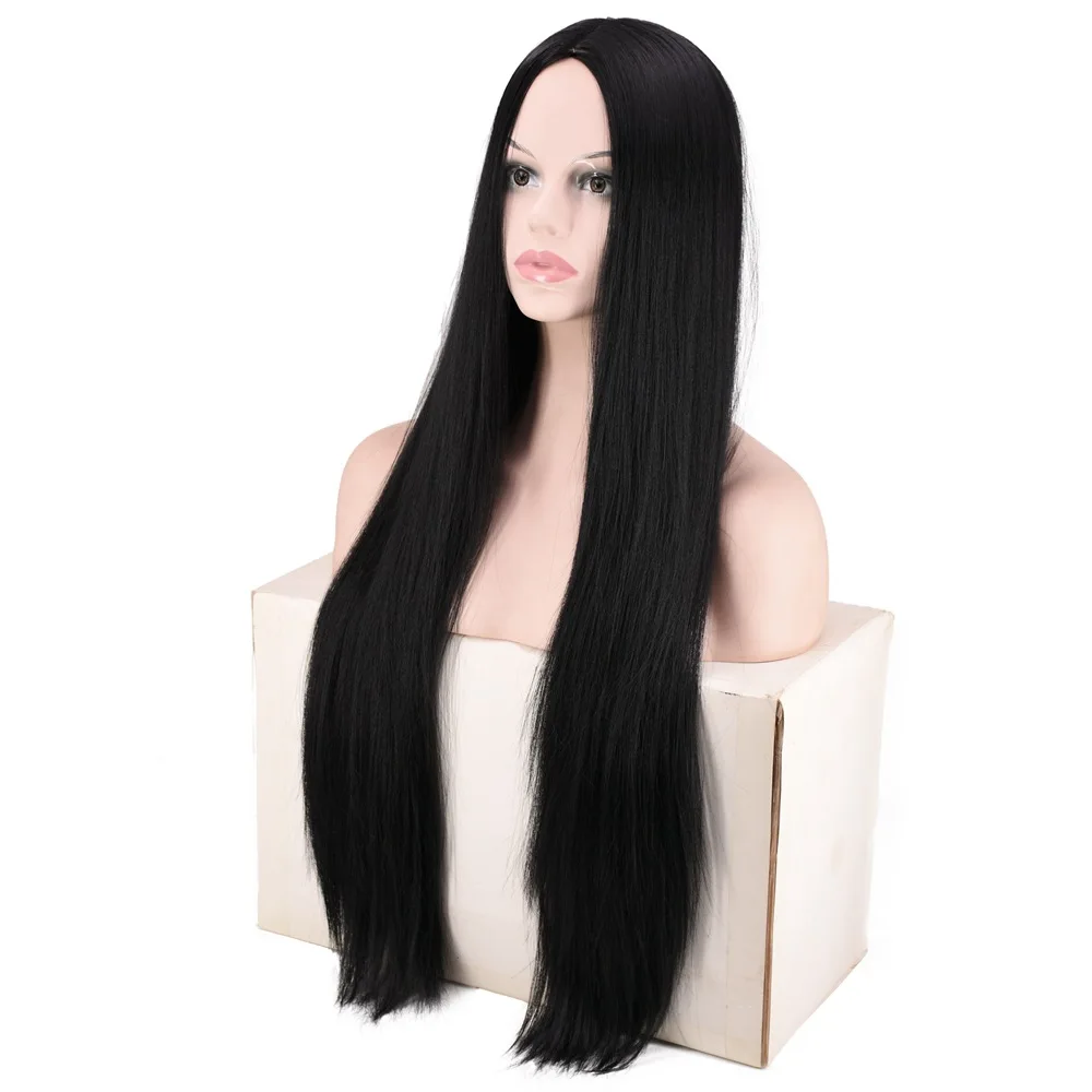 

Women's Headgear Black Long Straight Middle Heat-Resistant Synthetic Fiber Wig