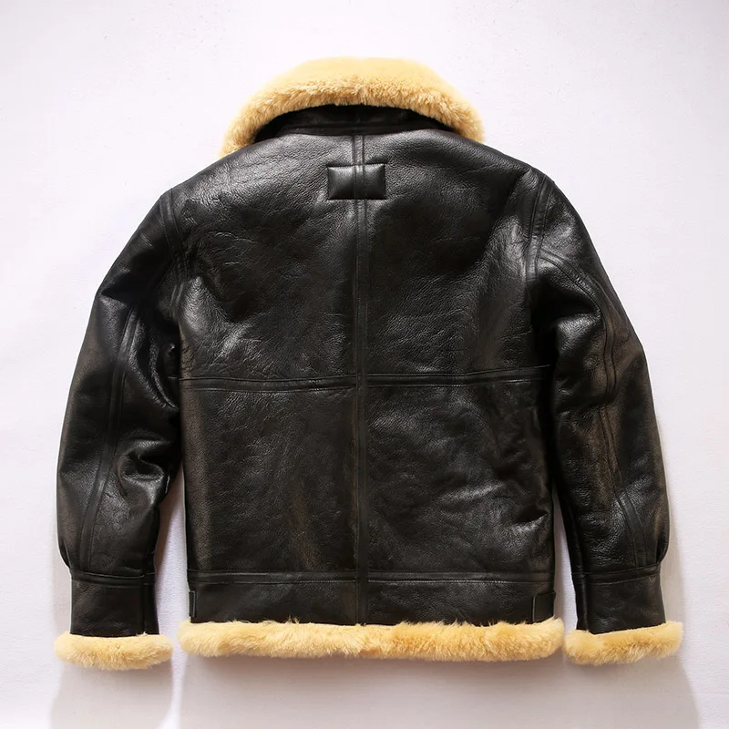 

B3 Indian style bomber fur coat men thick new zealand sheepskin shearling flight jacket air force russia winter pilot jacket