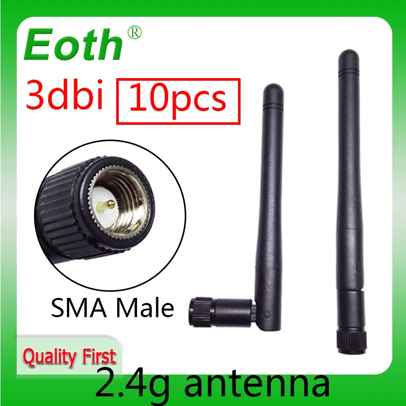 

EOTH 10pcs 2.4g antenna 3dbi sma male wlan wifi 2.4ghz antene pbx iot module router tp link signal receiver antena high gain