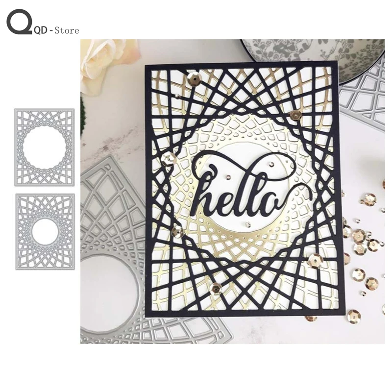 

2021 New Cutting Dies Circular Hole Rectangular Overlapping Metal Cutting Dies for Scrapbooking Crafts Decoration Metal Die Cuts