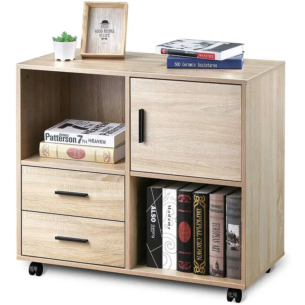

Wood Lateral File Cabinet with 2 Drawers Mobile Filing Cabinet with Open Space Storage Shelves Multi-USE Cabinet for Home Office
