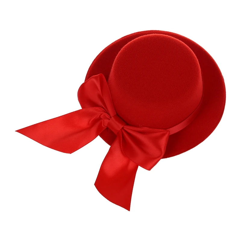 Женская мини шляпа Вуалетка Burlesque Millinery с бантом красная и белая перьевая из