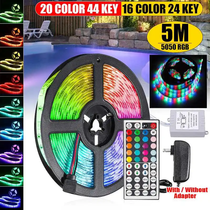

RGB LED Strip Light 22Keys/44Keys Control 5M 2835 SMD Flexible Ribbon Waterproof RGB LED Lighting DC12V Tape Diode Light
