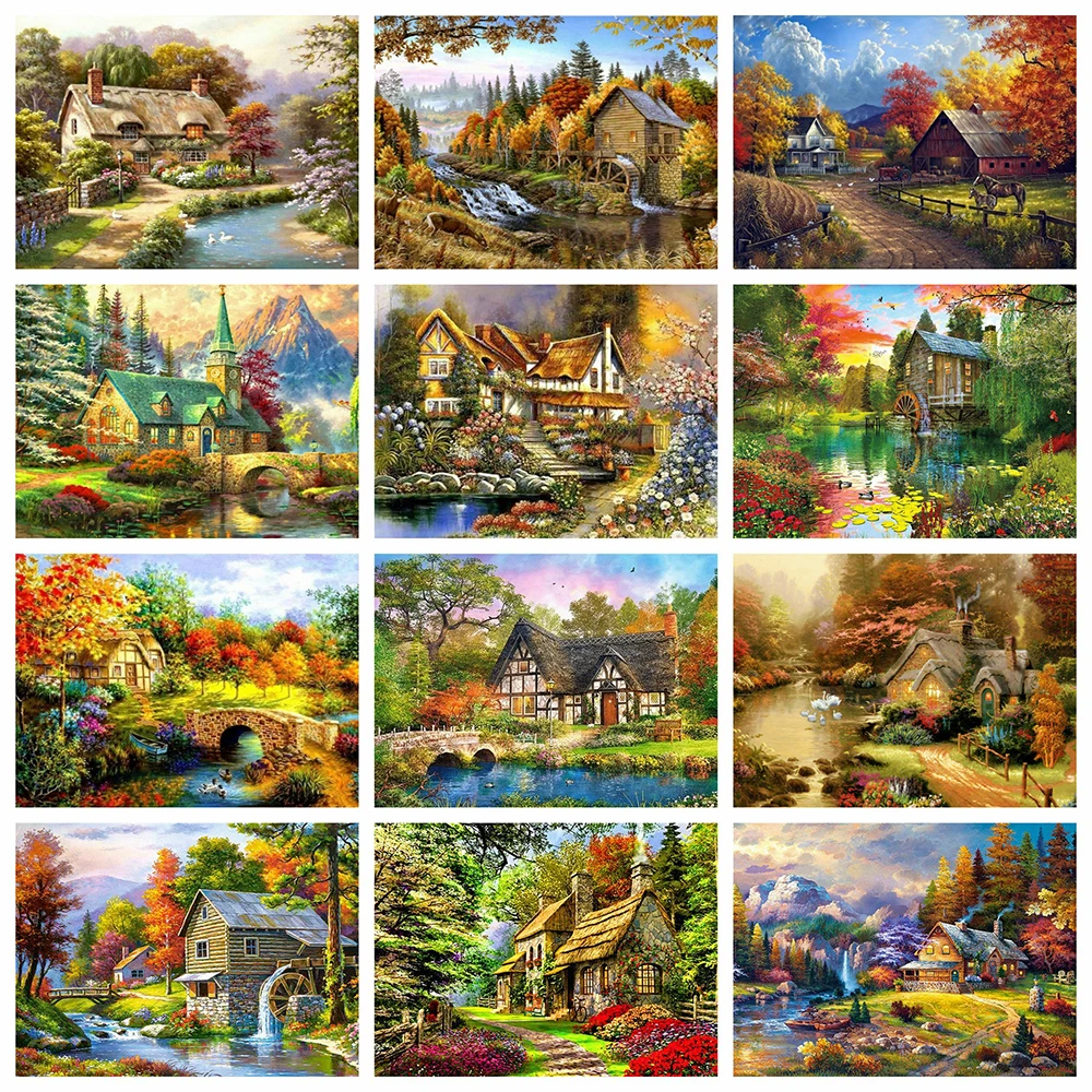 5D алмазная живопись пейзаж дом мозаика сделай сам вышивка стразы искусство