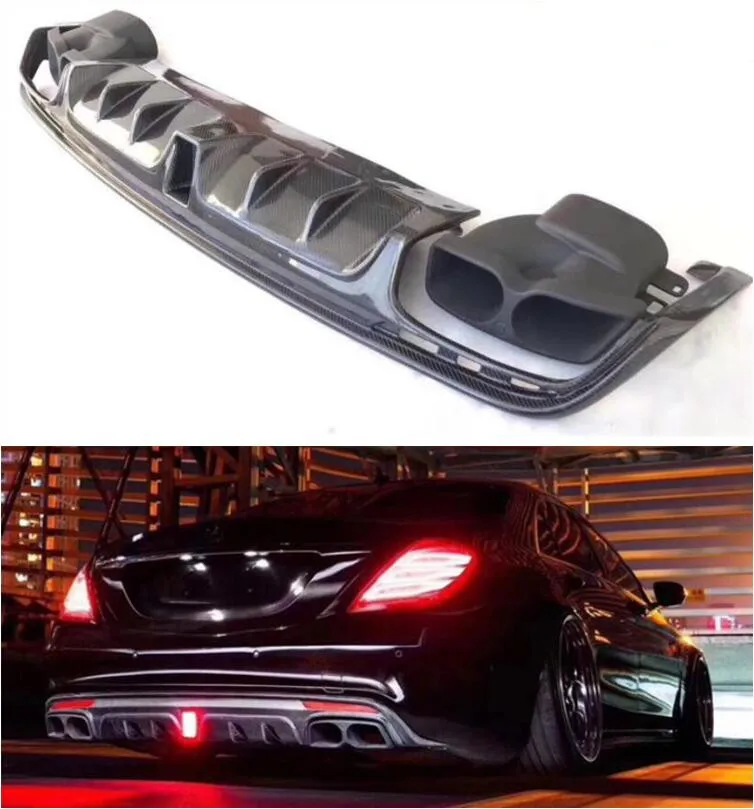 Накладка на задний бампер из углеродного волокна для Mercedes Benz S Class S63 S65 2014
