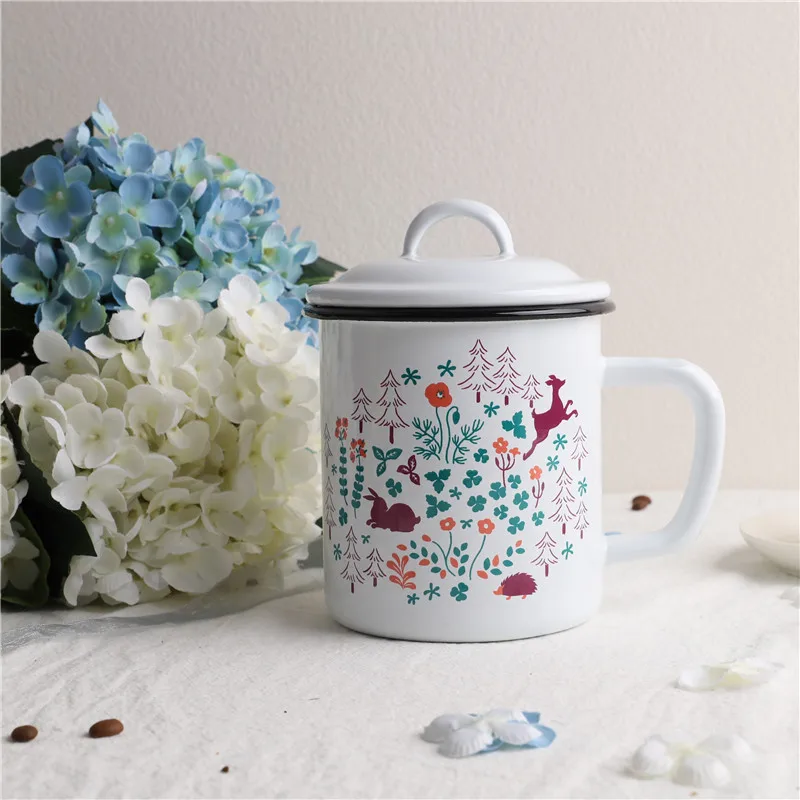 Эмалированная чашка для ежа оленя молока завтрака соевого эмалированная