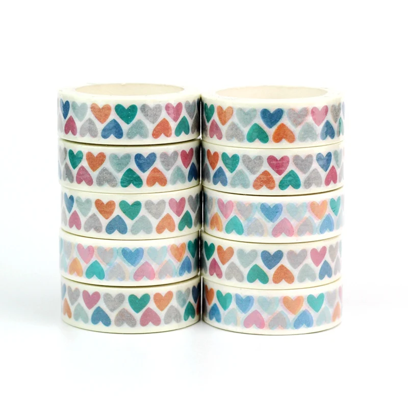

Wholesale 10pcs/lot Decorative Cute Hearts Lovely Washi Tapes DIY Scrapbooking Planner Adhesive Masking Tapes Kawaii Stationery