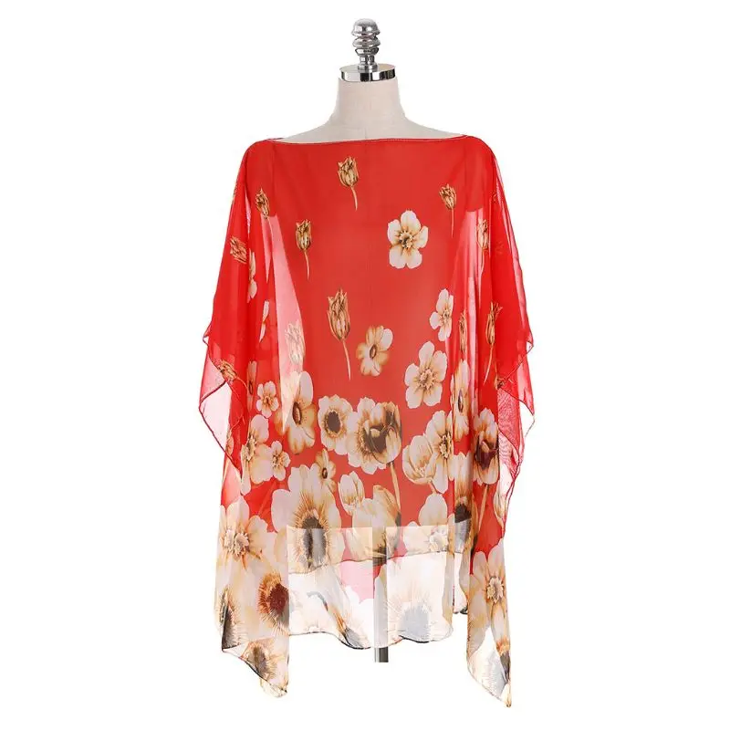 

Женский дорожный открытый солнцезащитный бикини, винтажный цветной большой пуловер с цветочным принтом-кимоно, топ с полупрозрачной сторо...