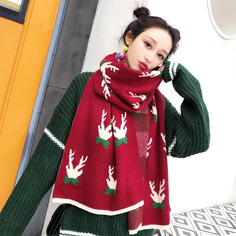 

Winter female scarf Elk thickened warmth Scarves 40*200 cm long shawl fashion trend imitation cashmere thick scarf