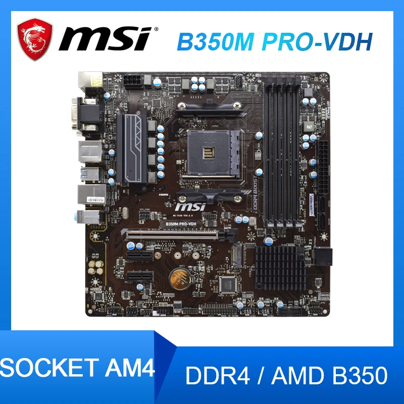 

AM4 Motherboard MSI B350M PRO-VDH Motherboard AM4 DDR4 AMD B350 PCI-E 3.0 SATA 3 USB3.0 Micro ATX For AMD Ryzen/7th Gen A-Series