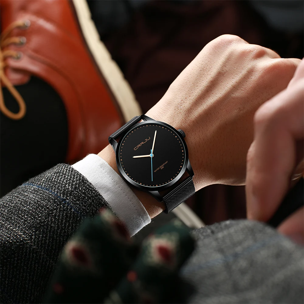 Часы CRRJU Мужские кварцевые с большим циферблатом повседневные уникальные