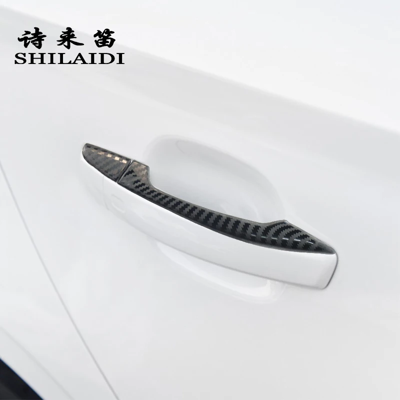 

Автомобиль Стайлинг углеродное волокно внешняя дверная ручка блестки украшения защитные крышки наклейки для Audi A3 8v S3 авто аксессуары