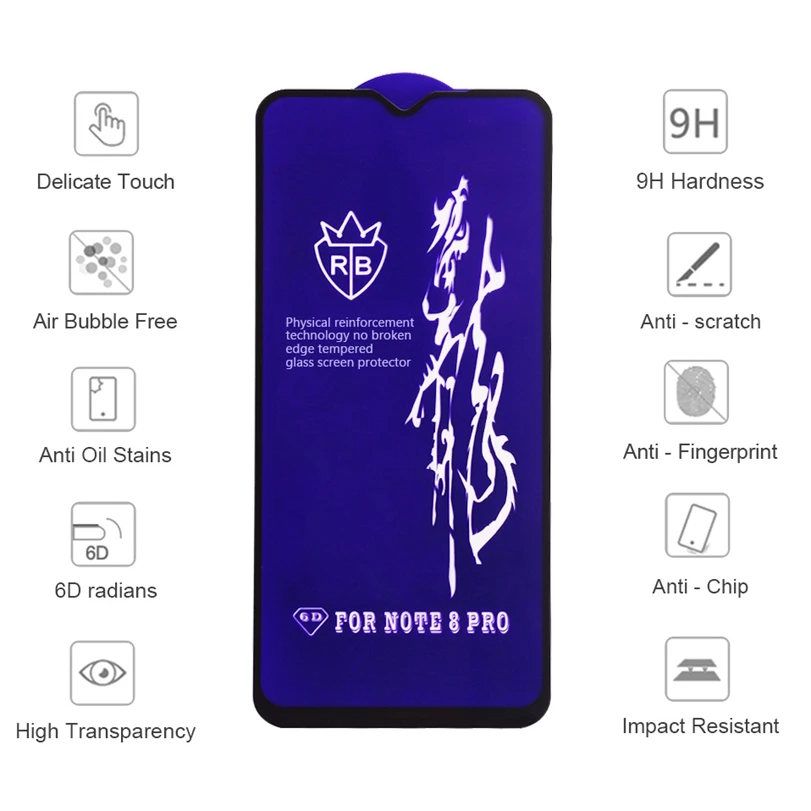 Закаленное стекло 6D для Xiaomi Poco X3 Nfc F3 M3 Mi 10t Lite A2 8 9 Mi8 Mi9 защиты экрана Redmi Note10 Note 10 Pro 7