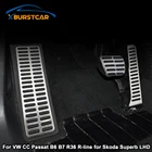 Автомобильные педали Xburstcar, накладки на педали из нержавеющей стали AT MT для Volkswagen VW CC Passat B6 B7 R36 R-line, Skoda Superb LHD