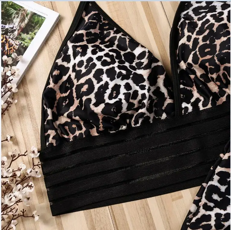 Женский леопардовый комплект бикини UK купальник с высокой талией спортивные