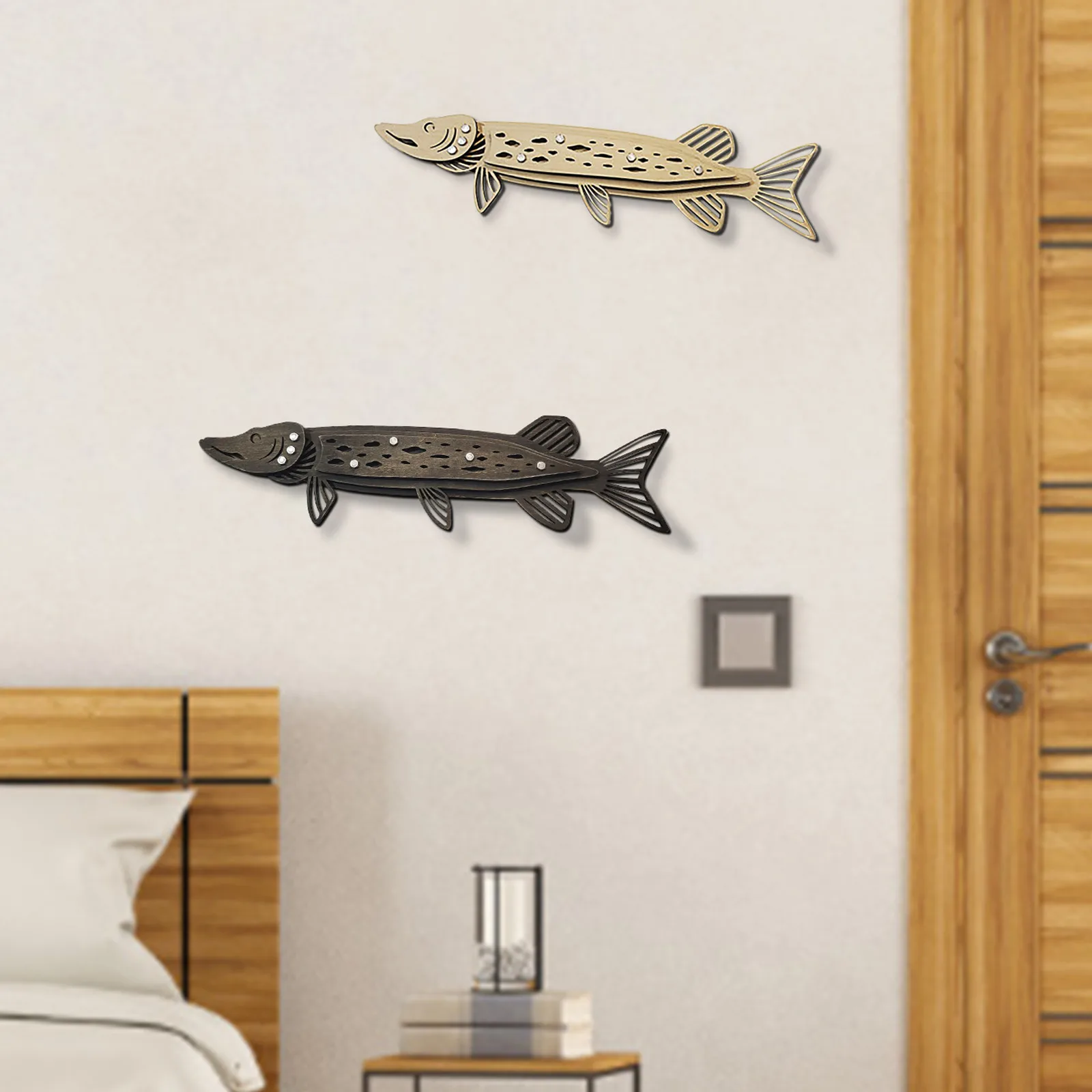 Деревянная подвеска в виде рыбы креативное стерео строительство украшение для