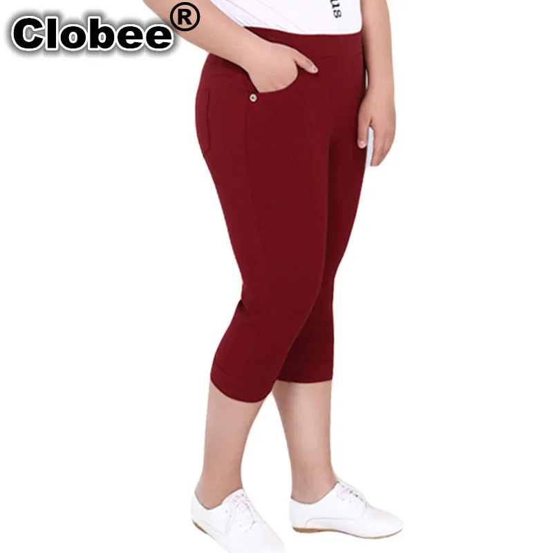 Женские Брюки Капри Clobee Extra Large 6XL Стрейчевые узкие брюки с высокой талией