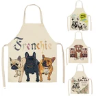 Современный минималистичный фартук с милым рисунком собаки из хлопка и льна освежающий и удобный в носке