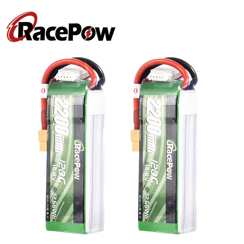 

RacePow 14,8 V 120C 2200 мА/ч, 4S провод с силикатной гелевой Батарея с XT60 вилка стандарта США 4 ячейки для RC 1/10 /12 шкала автомобилей RC автомобиль лодки дроны 2 единицы