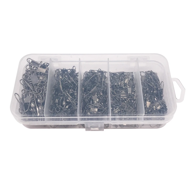 

200Pcs Fishing Swivels Rings Solid Fishing Connector Fishing Swivels Snap Connectors Fishing Tackle Box