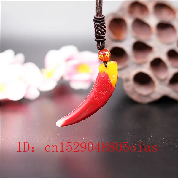 Натуральный Цвет Китайский нефритовый кулон волчий зуб модное ожерелье