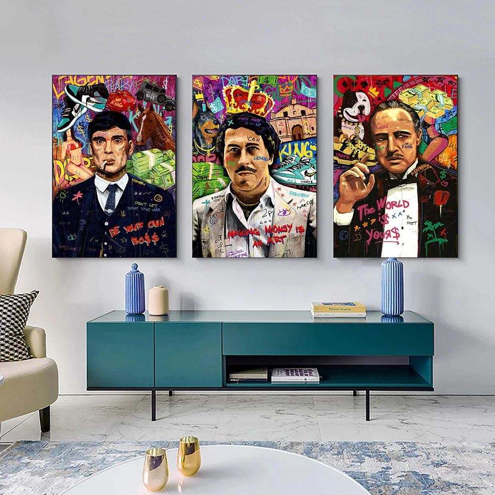 

Modern graffiti art on the wall Money painting art canvas posters and prints The world is your modern home picture