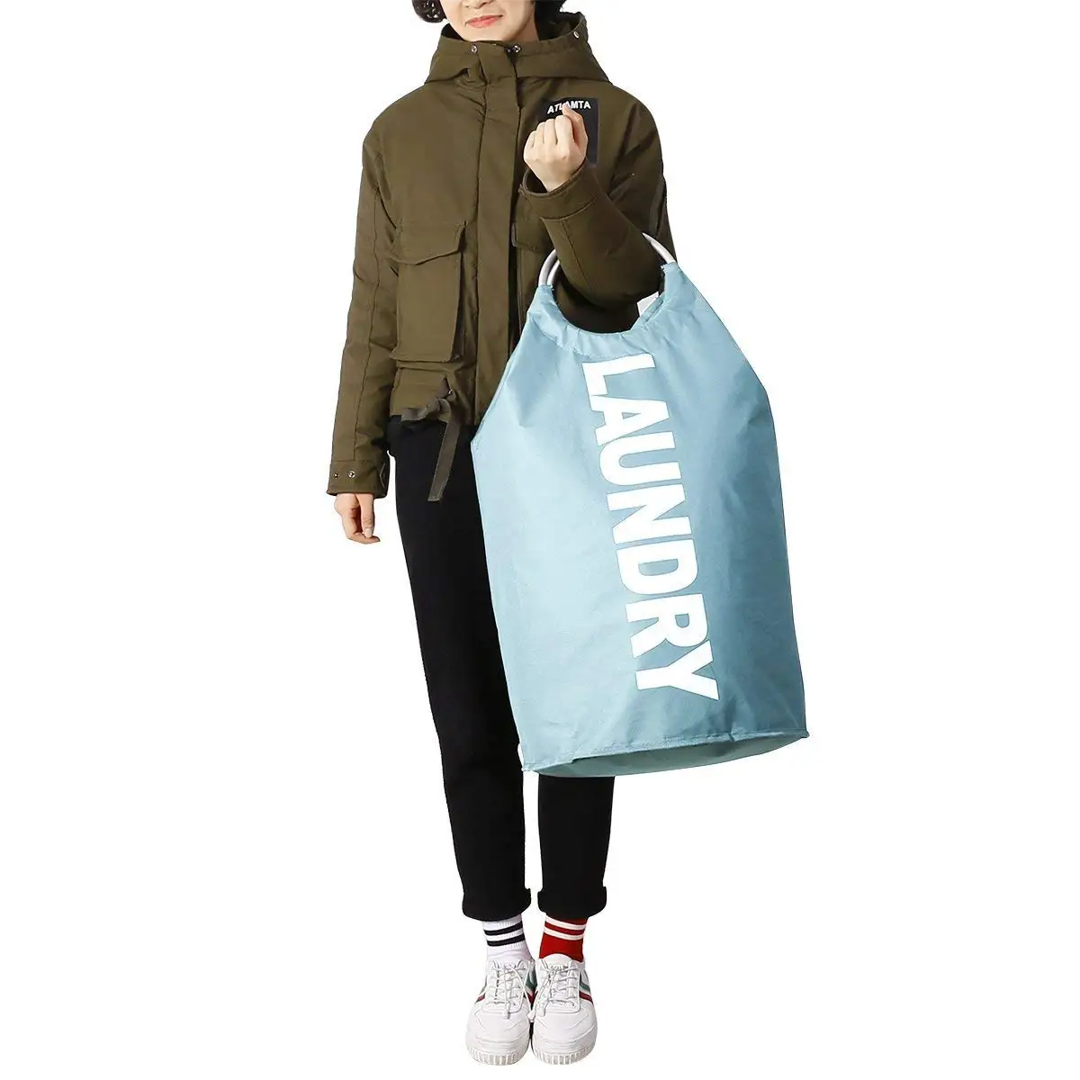 Большая корзина для хранения белья складная прачечной сумка одежды органайзер