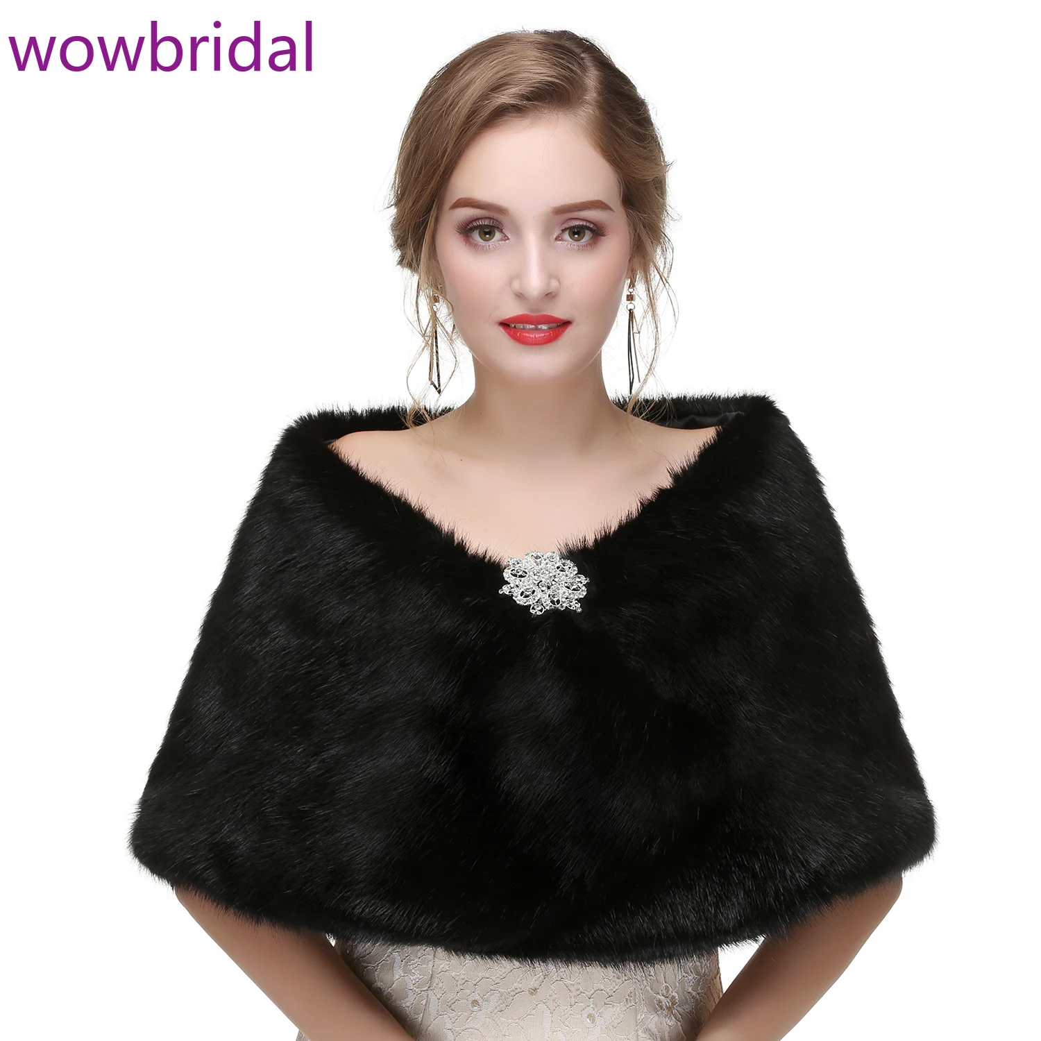 

WOWBRIDAL Warm Faux Fur Winter Bridal Cape Wedding Cloaks Party Wraps Jacket Wrap Boleros De Encaje Boleros De Mujer