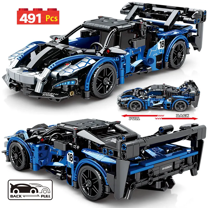

491pcs City Technical Racing Pull Back Car Building Blocks Speed Supercar Vehicle Moc Bricks Toys for Children Gifts