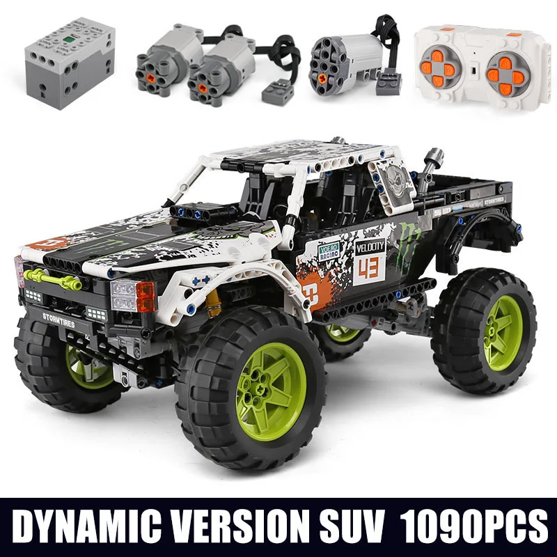 with motor Technic series 4X4 внедорожные модели Vehile, игрушки, строительные блоки, набор блоков, классический автомобиль, совместимый 42099, Детский Рождественский подарок - Цвет: with motor