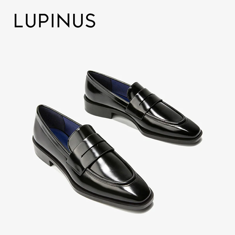 Lupinus/Осенняя черная кожаная обувь высокого качества на плоской подошве для