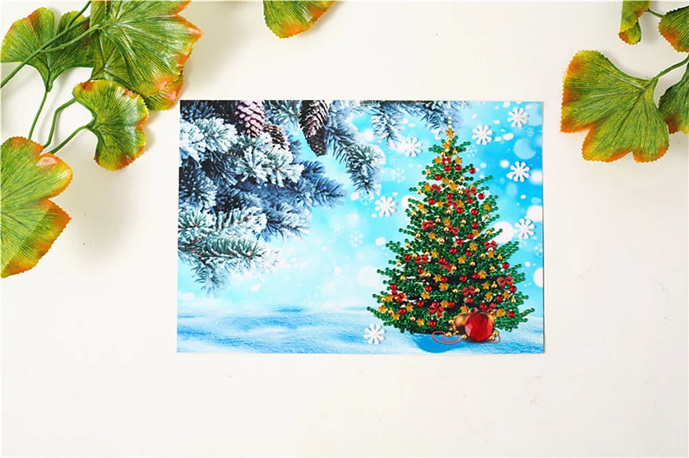 5D Рождественская открытка алмазная картина поздравительная набор из 4 предметов