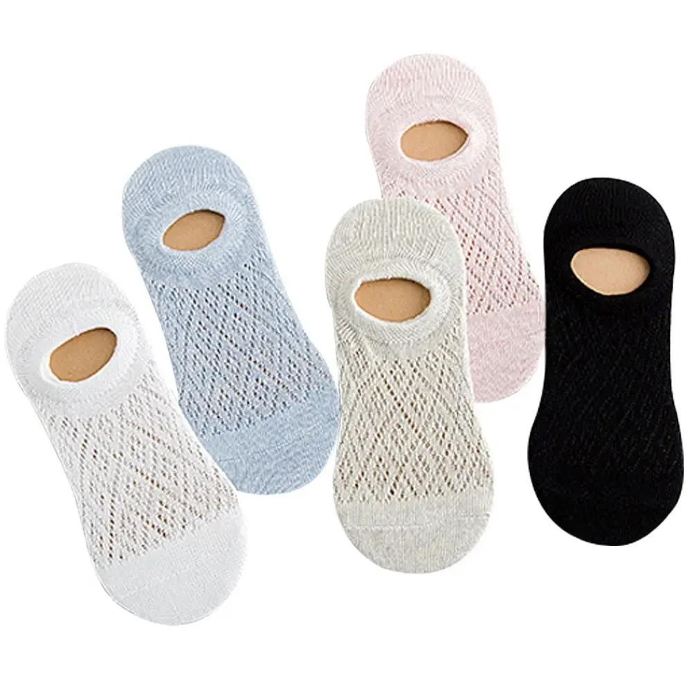 

5 Pairs Hot Boat Invisible Socks Women Summer Autumn Soft Breathable Shallow Mouth Mesh Female Cotton Sock Slippers Meias Hot