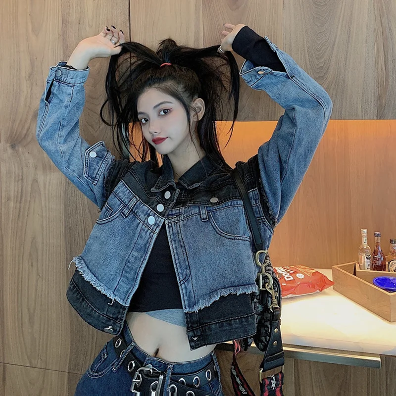 Короткая джинсовая куртка женская одежда на весну и осень 2021 новый стиль