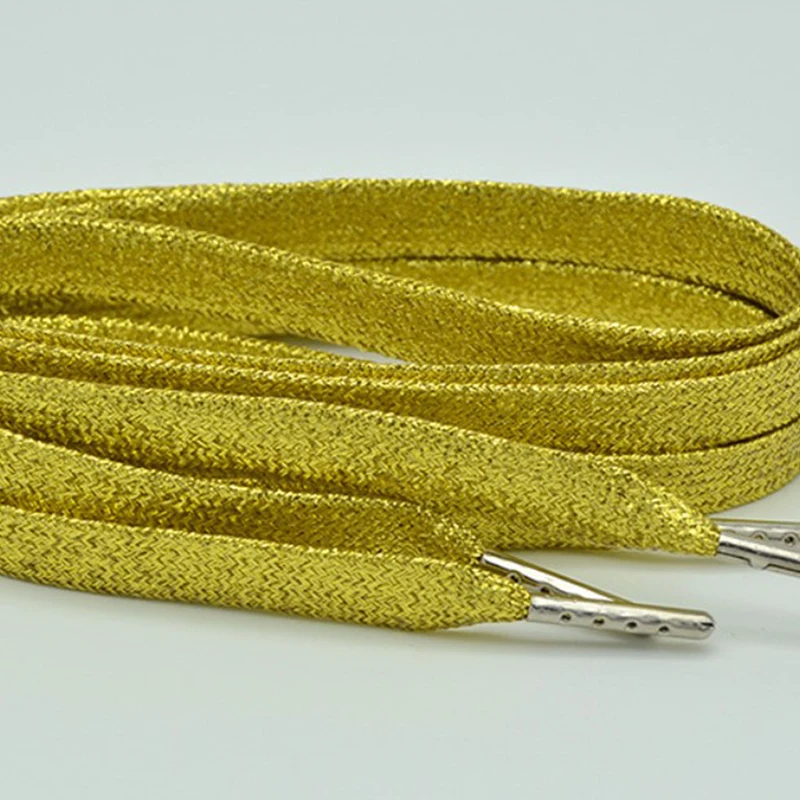

120cm Shoelaces Elastic Colorful Flat Shoe laces Shoelaces Strings Metallic Glitter Shiny Gold Shoelace Sports running Shoe Lace