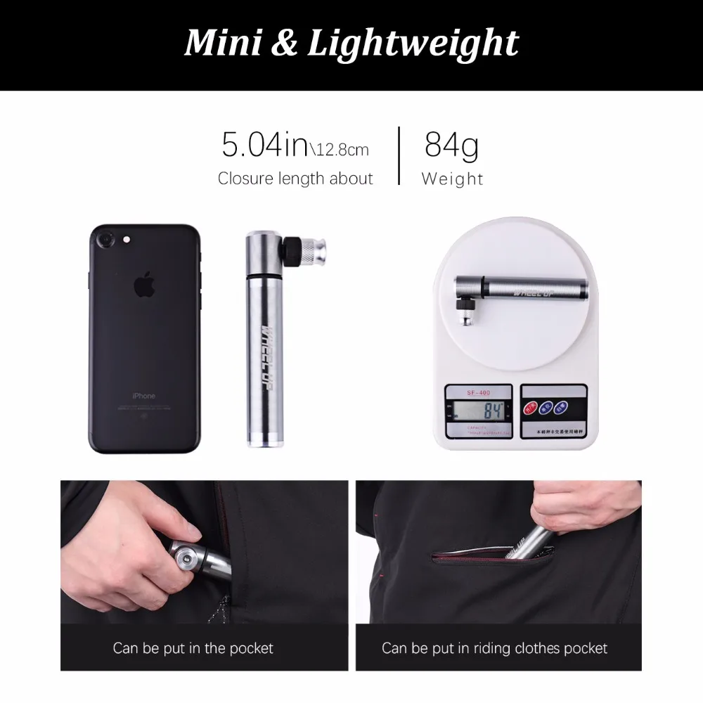 

WHeeL UP Mini Pumps MTB Mountain Bike Cycling Accessories 2021 Bicycle Pump Portable Aluminum Alloy Pump Inflator for Tire Ball