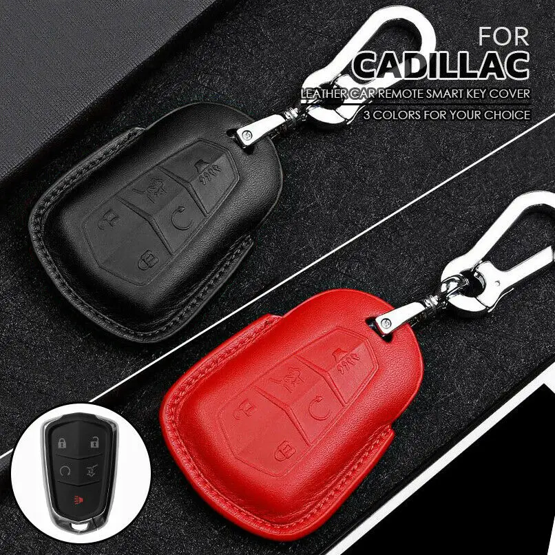 Leather Car Key Fob Cover Case For Cadillac ATX CTS CT6 XTS XT5 ELR SRX Escalade | for
