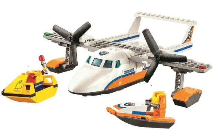 

153pcs New City Coast Guard Sea Rescue Plane Boat Raft 10751 Model Building Blocks Children Toys Bricks Christmas birthday Gifts