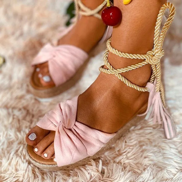 

Cross-Shoes Large Size Luxury Sandals Summer Heels 2021 Women's Big Fashion Girls Lace Up Comfort New Flat Cross-tied Fabric Che