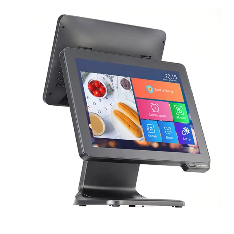dual screen Все алюминиевый сплав дизайн POS система все в одном с 1" емкостный сенсорный экран POS система кассовый аппарат для розничной торговли - Цвет: dual screen