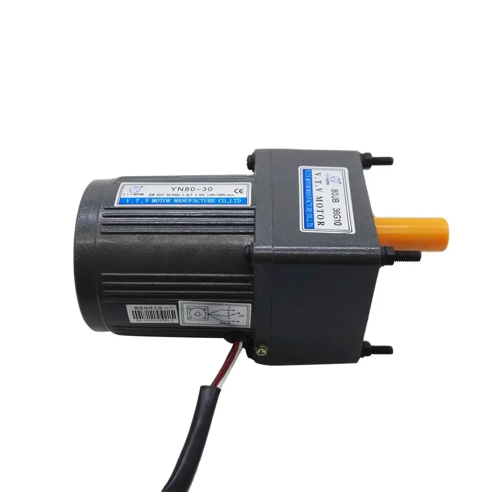 40W VTV YN80-40 110V AC small 3 wires gear motor  1:30 reduction ratio ouput speed 50rpm single phase motor enlarge