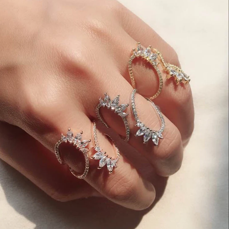 UILZ большие кольца для женщин Cz проложить настройки элегантный уникальный дизайн