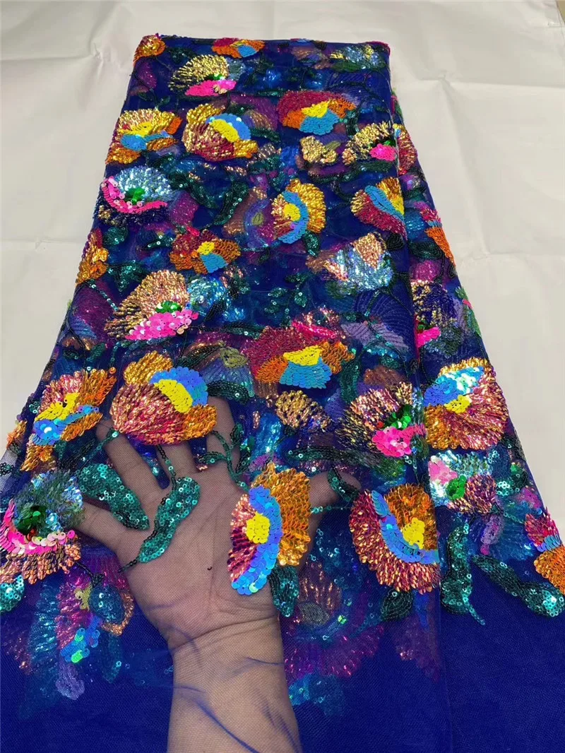 Яркие блестки цветы модный дизайн искусственная Тюль Вышивка французская Сетка